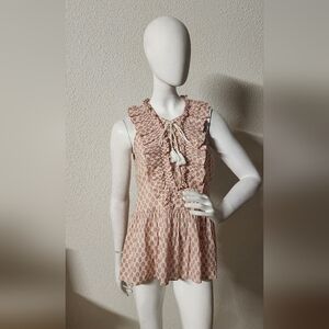 Kate Spade Patterned Ruffle Blouse in Peach